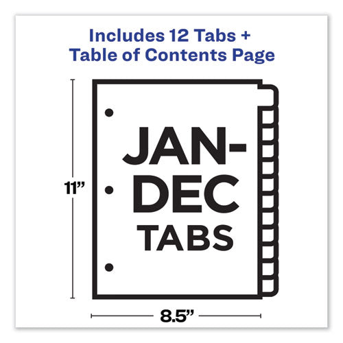 Customizable Toc Ready Index Black And White Dividers, 12-tab, Jan. To Dec., 11 X 8.5, 1 Set.
