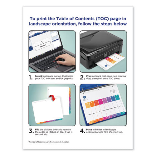 Customizable Toc Ready Index Multicolor Tab Dividers, 12-tab, Jan. To Dec., 11 X 8.5, White, Traditional Color Tabs, 1 Set