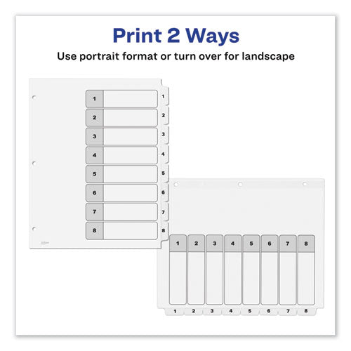 Customizable Toc Ready Index Black And White Dividers, 8-tab, 1 To 8, 11 X 8.5, 1 Set.