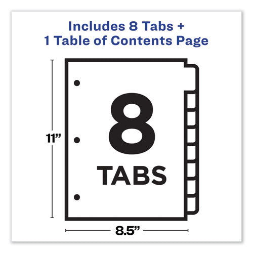 Customizable Toc Ready Index Black And White Dividers, 8-tab, 1 To 8, 11 X 8.5, 1 Set.