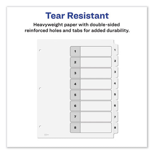 Customizable Toc Ready Index Black And White Dividers, 8-tab, 1 To 8, 11 X 8.5, 1 Set.