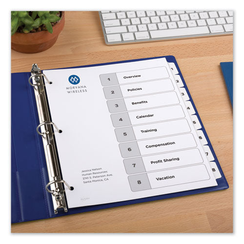 Customizable Toc Ready Index Black And White Dividers, 8-tab, 1 To 8, 11 X 8.5, 1 Set.