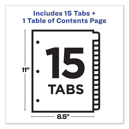 Customizable Toc Ready Index Black And White Dividers, 15-tab, 1 To 15, 11 X 8.5, 1 Set.