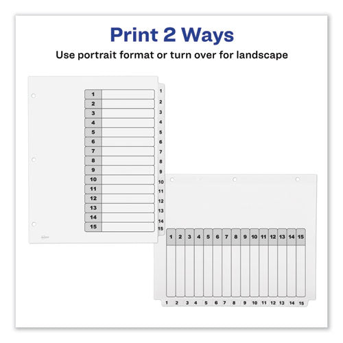 Customizable Toc Ready Index Black And White Dividers, 15-tab, 1 To 15, 11 X 8.5, 1 Set.