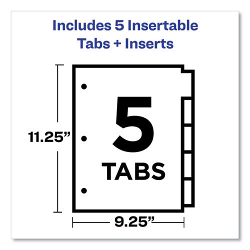 Insertable Big Tab Dividers,5-tab, Single-sided Copper Edge Reinforcing, 11.13 X 9.25, White, Assorted Tabs, 1 Set