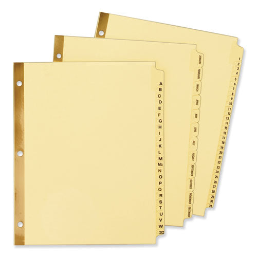 Preprinted Laminated Tab Dividers With Gold Reinforced Binding Edge, 31-tab, 1 To 31, 11 X 8.5, Buff, 1 Set.
