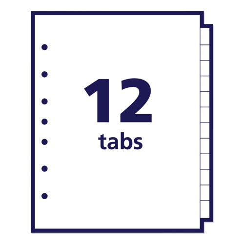 Preprinted Tab Dividers, 12-tab, Jan. To Dec., 8.5 X 5.5, White, 1 Set.