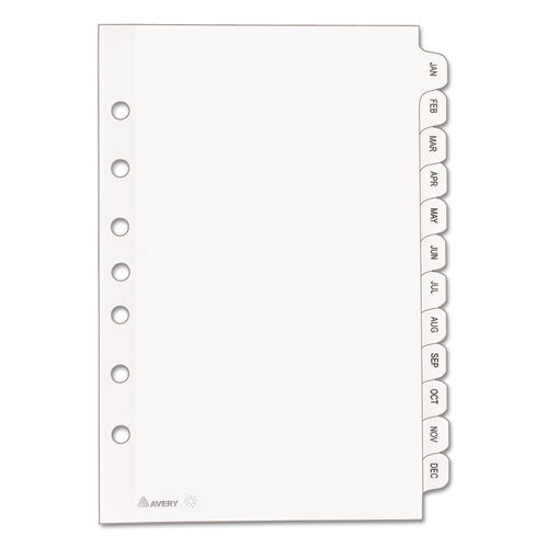 Preprinted Tab Dividers, 12-tab, Jan. To Dec., 8.5 X 5.5, White, 1 Set.