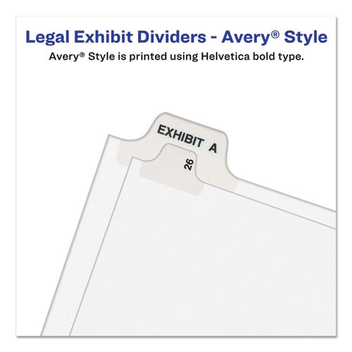 Preprinted Legal Exhibit Bottom Tab Index Dividers, Avery Style, 26-tab, Exhibit 1 To Exhibit 25, 11 X 8.5, White, 1 Set