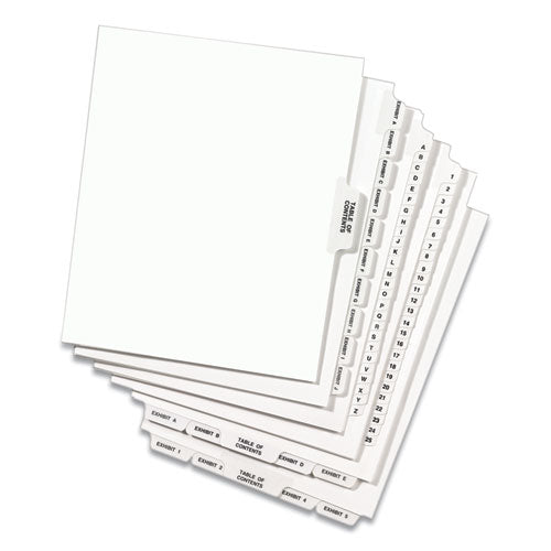 Preprinted Legal Exhibit Bottom Tab Index Dividers,Avery Style, 26-tab, Exhibit 1 To Exhibit 25, 11 X 8.5, White, 1 Set