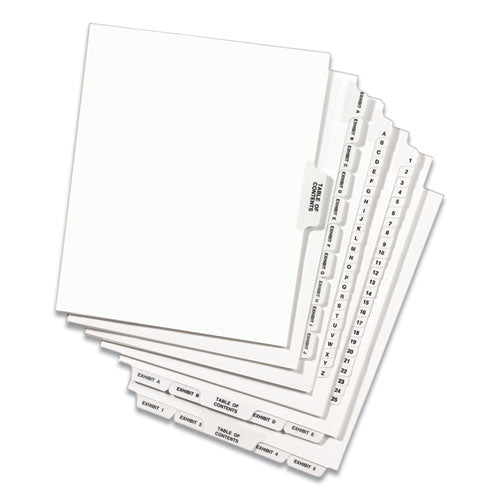 Preprinted Legal Exhibit Side Tab Index Dividers, Avery Style,11-tab, 1 To 10, 11 X 8.5, White, 1 Set