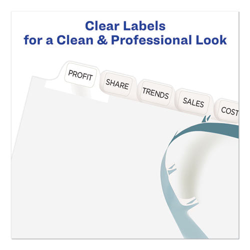 Print And Apply Index Maker Clear Label Dividers, 12-tab, White Tabs, 11 X 8.5, White, 1 Set.