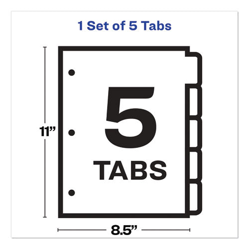 Print And Apply Index Maker Clear Label Plastic Dividers W/printable Label Strip,5-tab, 11 X 8.5, Frosted Clear Tabs, 1 Set