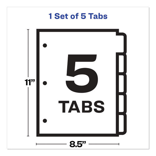Print And Apply Index Maker Clear Label Plastic Dividers W/printable Label Strip, 5-tab, 11 X 8.5, Frosted Clear Tabs, 1 Set