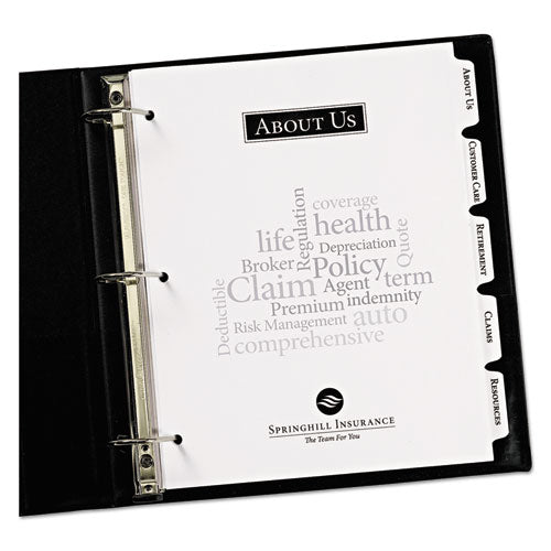 Customizable Print-on Dividers, 3-hole Punched, 5-tab, 11 X 8.5, White, 1 Set.