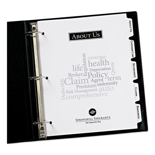 Customizable Print-on Dividers, 3-hole Punched, 5-tab, 11 X 8.5, White, 5 Sets.