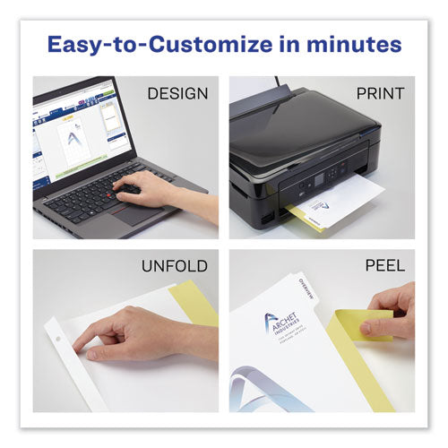 Customizable Print-on Dividers, 3-hole Punched, 5-tab, 11 X 8.5, White, 5 Sets.