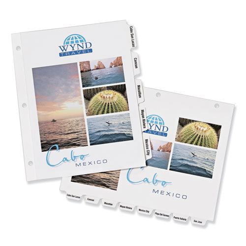 Customizable Print-on Dividers, 3-hole Punched, 8-tab, 11 X 8.5, White, 5 Sets.