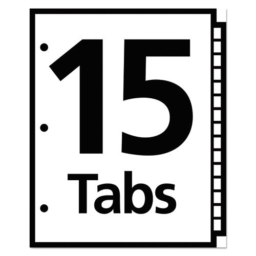 Table 'n Tabs Dividers, 15-tab, 1 To 15, 11 X 8.5, White, White Tabs, 1 Set.