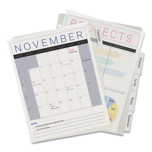 Insertable Big Tab Plastic Dividers, 5-tab, 11 X 8.5, Clear, 1 Set.