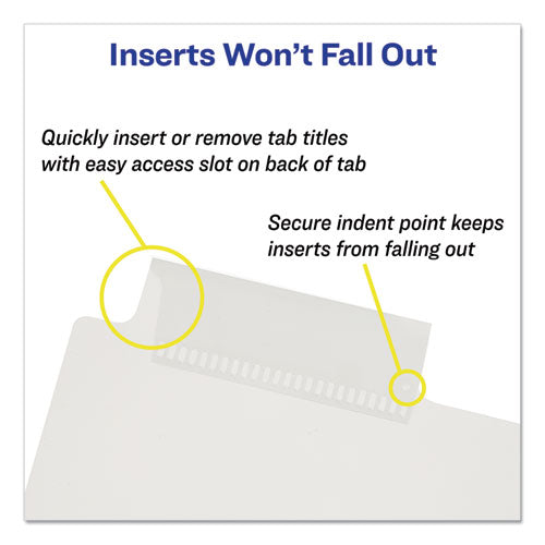 Insertable Big Tab Plastic Dividers, 5-tab, 11 X 8.5, Clear, 1 Set.