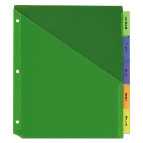 Insertable Big Tab Plastic 1-pocket Dividers, 5-tab, 11.13 X 9.25, Assorted, 1 Set.