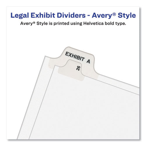 Avery-style Preprinted Legal Bottom Tab Dividers, 26-tab, Exhibit V, 11 X 8.5, White, 25/pack.