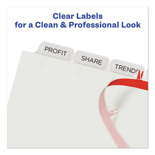 Print And Apply Index Maker Clear Label Plastic Dividers W/printable Label Strip, 8-tab, 11 X 8.5, Frosted Clear Tabs, 5 Sets
