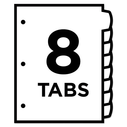 Big Tab Printable Large White Label Tab Dividers, 8-tab, 11 X 8.5, White, 20 Sets.