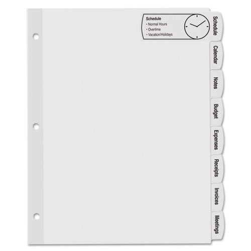 Big Tab Printable Large White Label Tab Dividers, 8-tab, 11 X 8.5, White, 20 Sets.