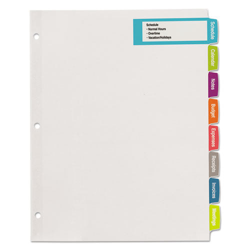 Big Tab Printable Large White Label Tab Dividers, 8-tab, 11 X 8.5, White, 20 Sets