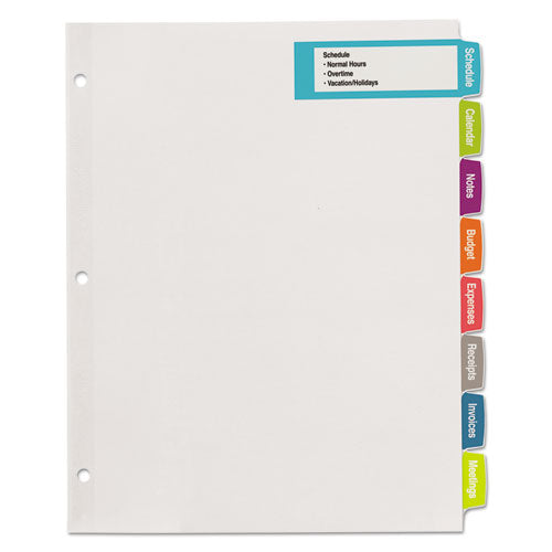 Big Tab Printable Large White Label Tab Dividers, 8-tab, 11 X 8.5, White, 20 Sets.