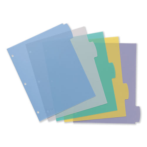Write And Erase Big Tab Durable Plastic Dividers, 3-hole Punched, 5-tab, 11 X 8.5, Assorted, 1 Set.
