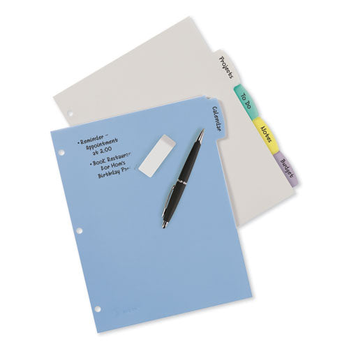 Write And Erase Big Tab Durable Plastic Dividers, 3-hole Punched, 5-tab, 11 X 8.5, Assorted, 1 Set.