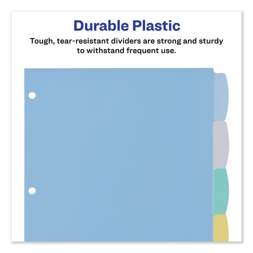 Write And Erase Big Tab Durable Plastic Dividers, 3-hole Punched, 5-tab, 11 X 8.5, Assorted, 1 Set.