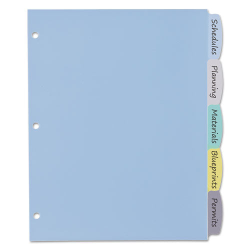Write And Erase Big Tab Durable Plastic Dividers, 3-hole Punched, 5-tab, 11 X 8.5, Assorted, 1 Set.
