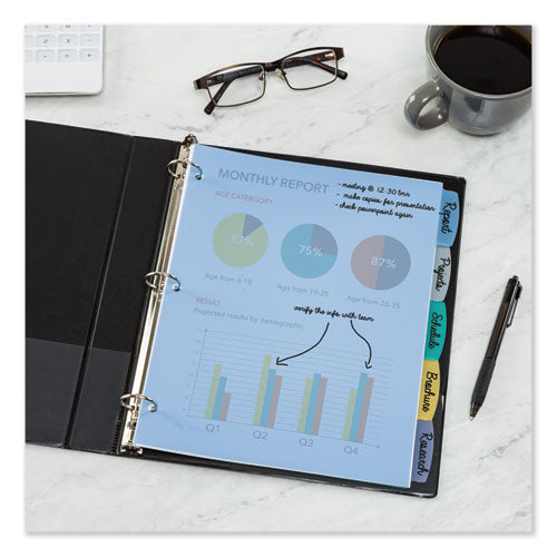 Write And Erase Big Tab Durable Plastic Dividers, 3-hole Punched, 5-tab, 11 X 8.5, Assorted, 1 Set.