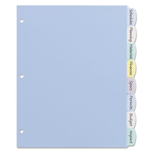 Write And Erase Big Tab Durable Plastic Dividers, 3-hole Punched, 8-tab, 11 X 8.5, Assorted, 1 Set.