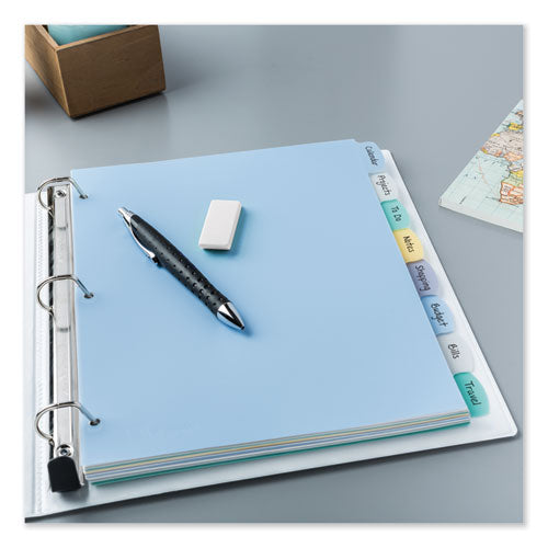 Write And Erase Big Tab Durable Plastic Dividers, 3-hole Punched, 8-tab, 11 X 8.5, Assorted, 1 Set.