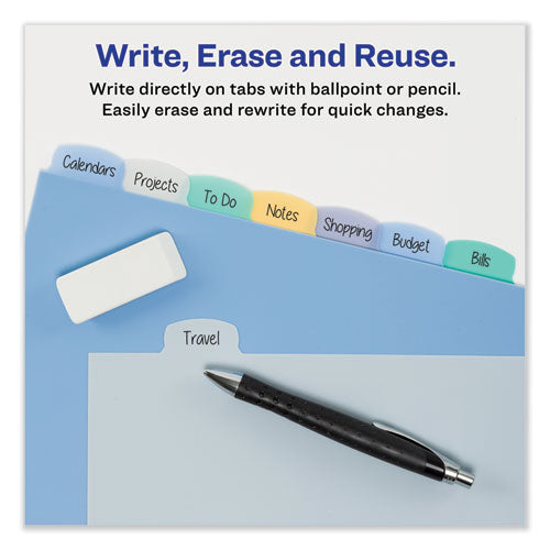 Write And Erase Big Tab Durable Plastic Dividers, 3-hole Punched, 8-tab, 11 X 8.5, Assorted, 1 Set.