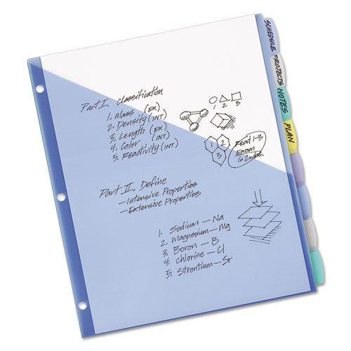 Write And Erase Durable Plastic Dividers With Slash Pocket,3-hold Punched, 8-tab, 11.13 X 9.25, Assorted, 1 Set