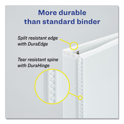 Durable View Binder With Durahinge And Slant Rings, 3 Rings, 0.5" Capacity, 11 X 8.5, White.
