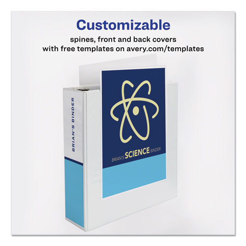 Durable View Binder With Durahinge And Slant Rings, 3 Rings, 3" Capacity, 11 X 8.5, White, 4/pack.