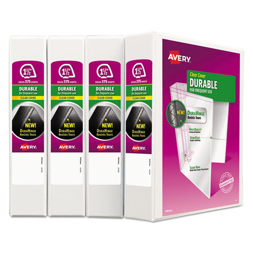 Durable View Binder With Durahinge And Slant Rings, 3 Rings, 1.5" Capacity,11 X 8.5, White, 4/pack