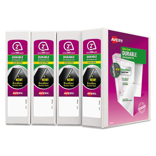 Durable View Binder With Durahinge And Slant Rings, 3 Rings,2" Capacity, 11 X 8.5, White, 4/pack