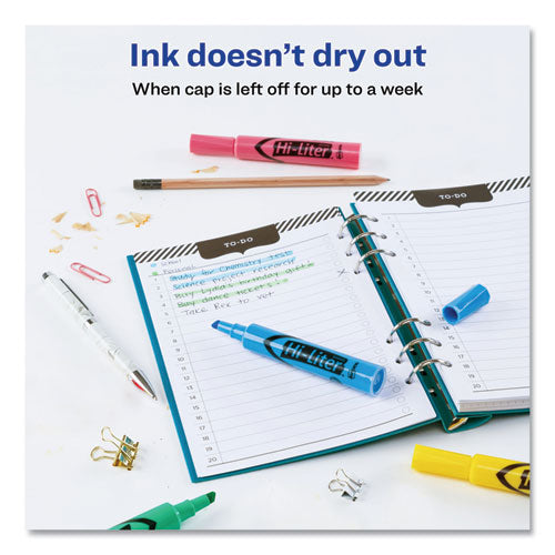 Hi-liter Desk-style Highlighters, Assorted Ink Colors, Chisel Tip, Assorted Barrel Colors, 4/set