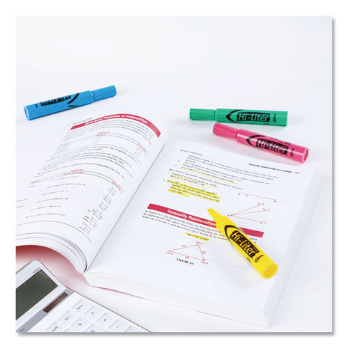 Hi-liter Desk-style Highlighters, Assorted Ink Colors, Chisel Tip, Assorted Barrel Colors, 4/set