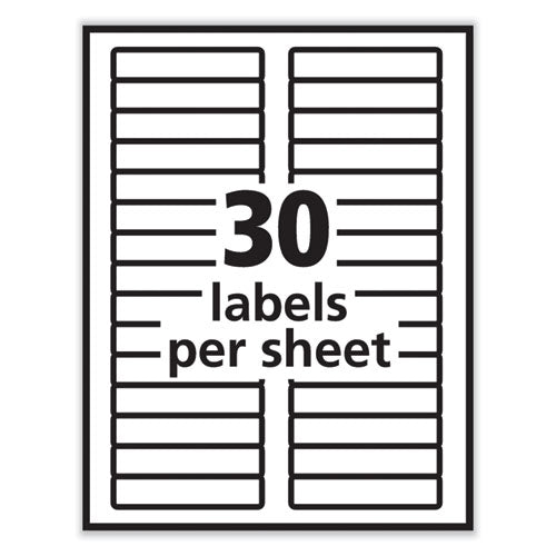 Labels, 0.66 X 3.44, White, 30/sheet, 50 Sheets/box
