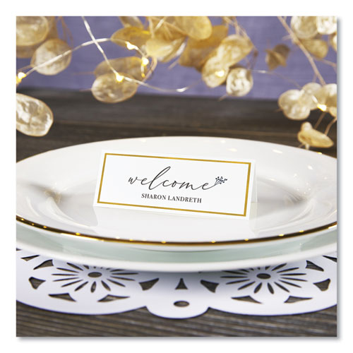 Tent Cards, White/gold, 3.75" X 1.44", 6 Cards/sheet, 25 Sheets/pack.