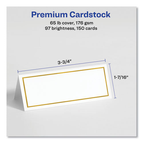 Tent Cards, White/gold, 3.75" X 1.44", 6 Cards/sheet, 25 Sheets/pack.